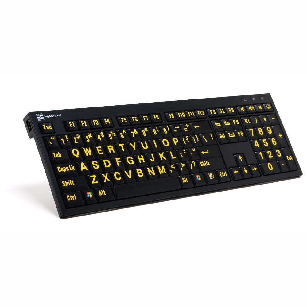 Opsplitsen strand Familielid Groot Letter Toetsenbord Logic Keyboard (geel op zwart) - KOBA Vision