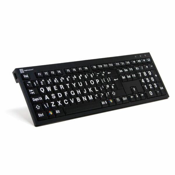Groot Letter Toetsenbord Logic Keyboard (wit op zwart)