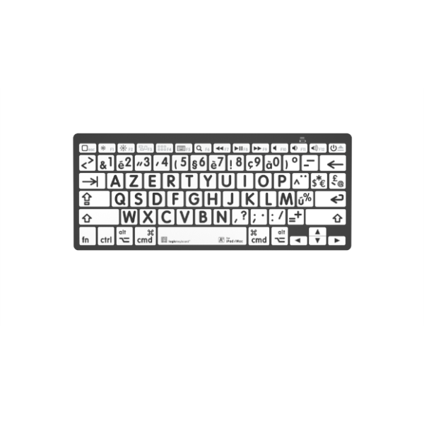 Mini clavier bluetooth à grands caractères Logic Keyboard (noir sur blanc)