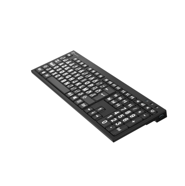 groot letter toetsenbord wit op zwart